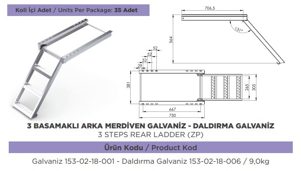MERDIVEN DORSE ARKA KIZAKLI 3 BASAMAKLI